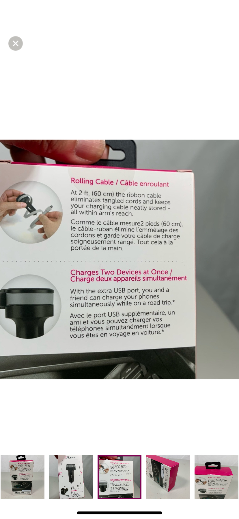 Aluratek Lightning Car Charger w/ USB Charging Cable image indicator(3)