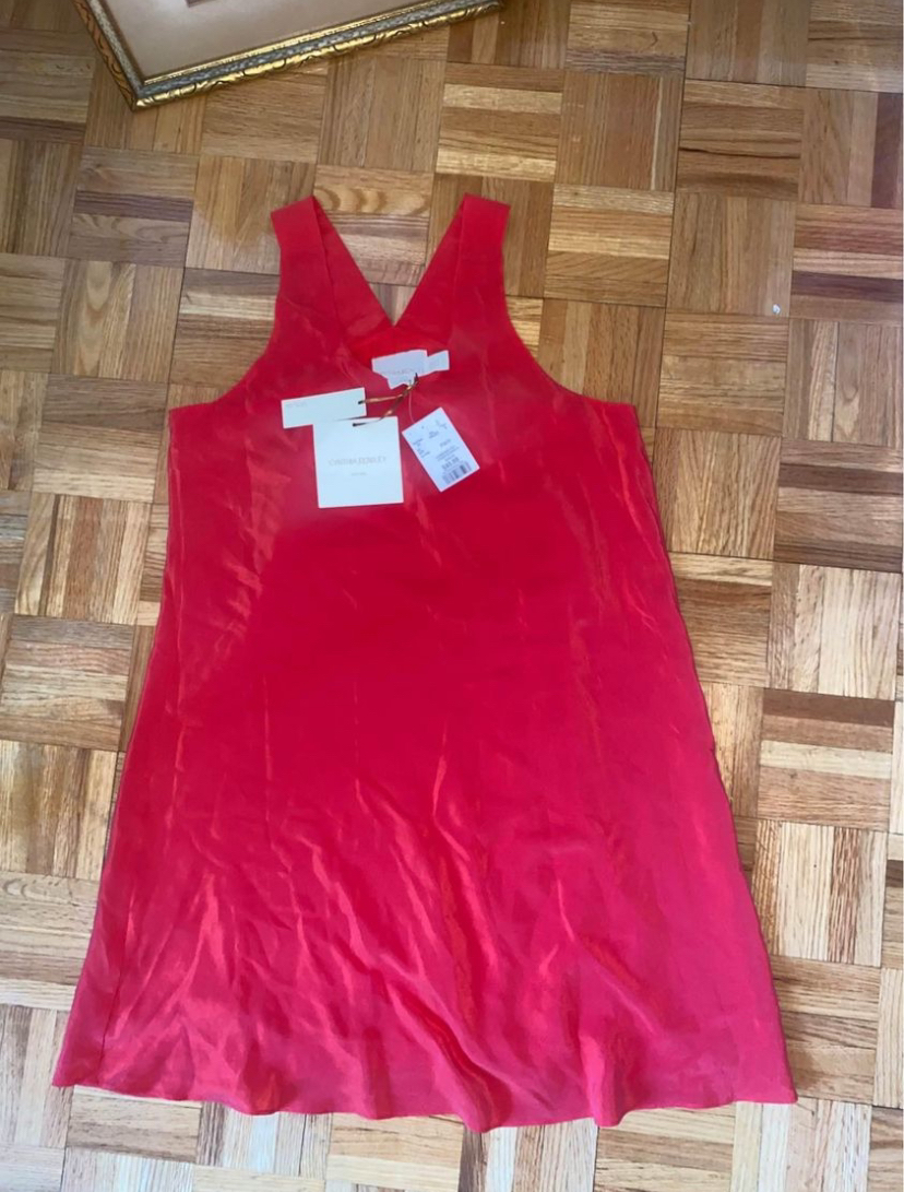 100% Silk Red Dress image indicator(3)