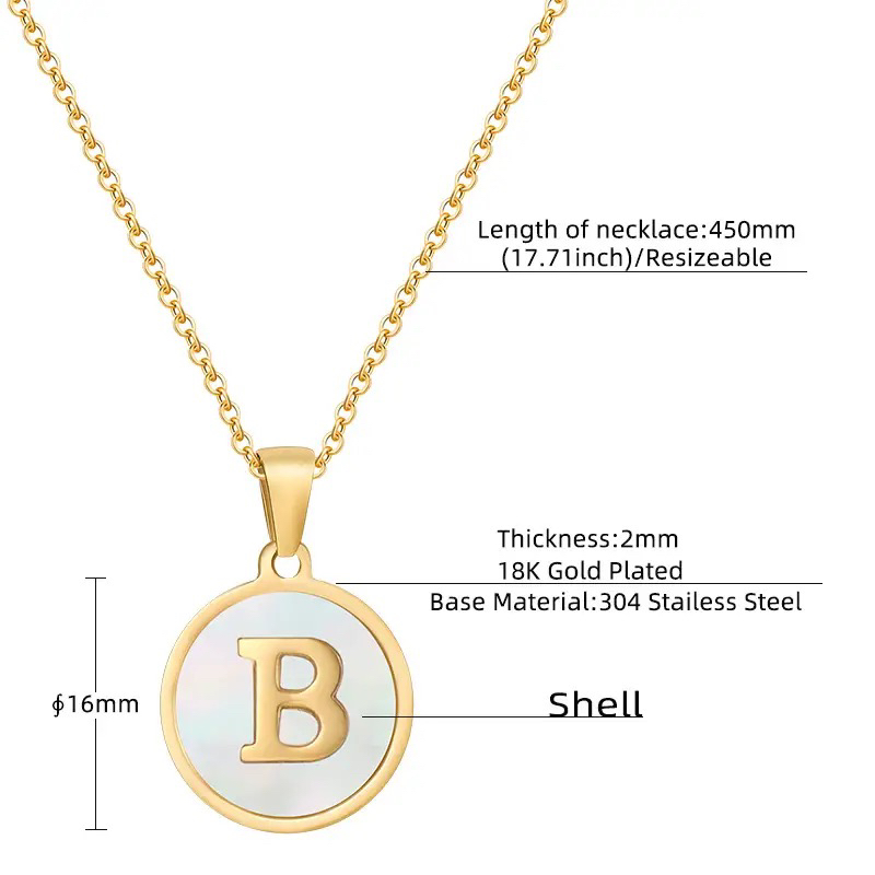 New B Letter Necklace Metal Round - photo 2