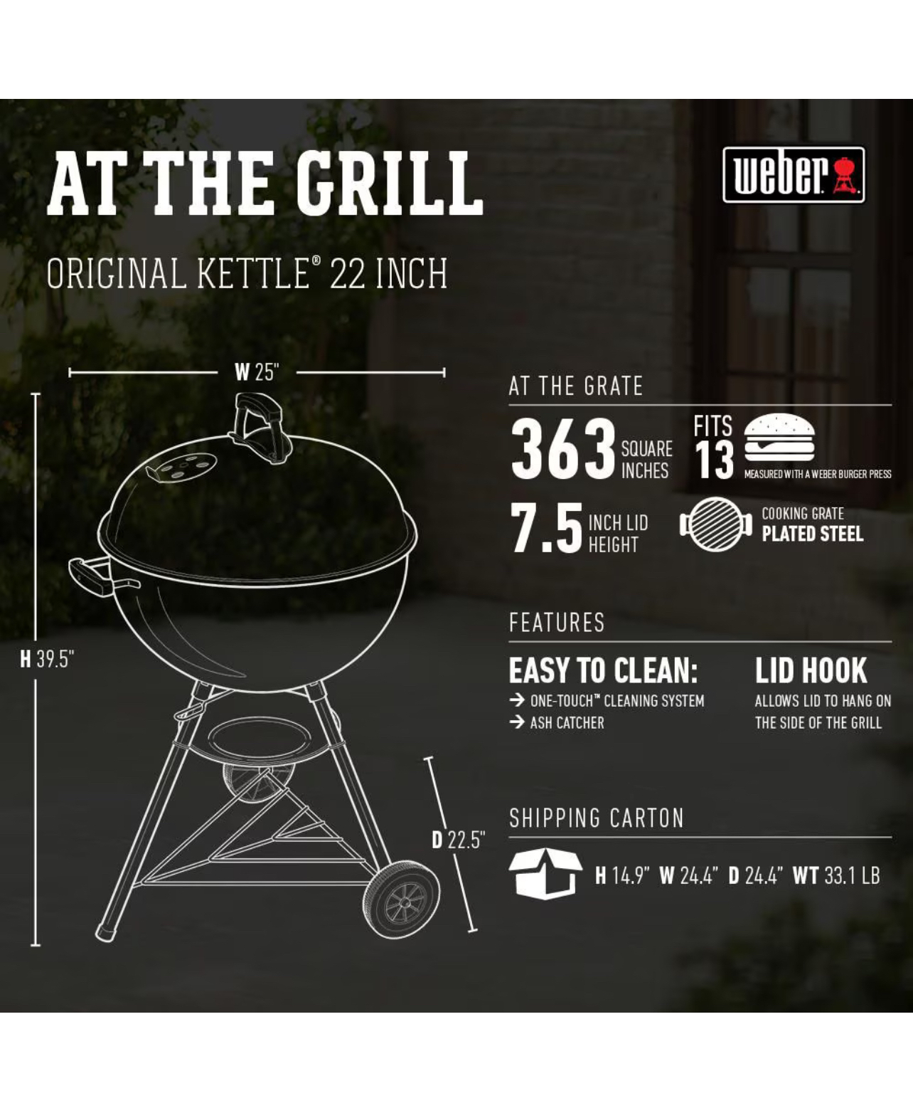 Weber Original 22-In Charcoal Kettle BBQ Grill BRAND NEW IN BOX - photo 3