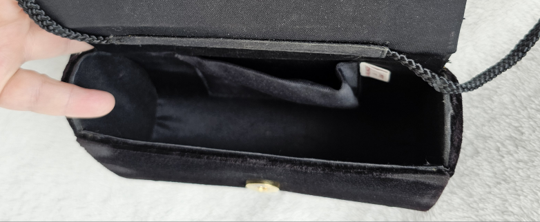 Artisinal Black Velveteen Purse w Gold Geometric Embellishments image indicator(3)