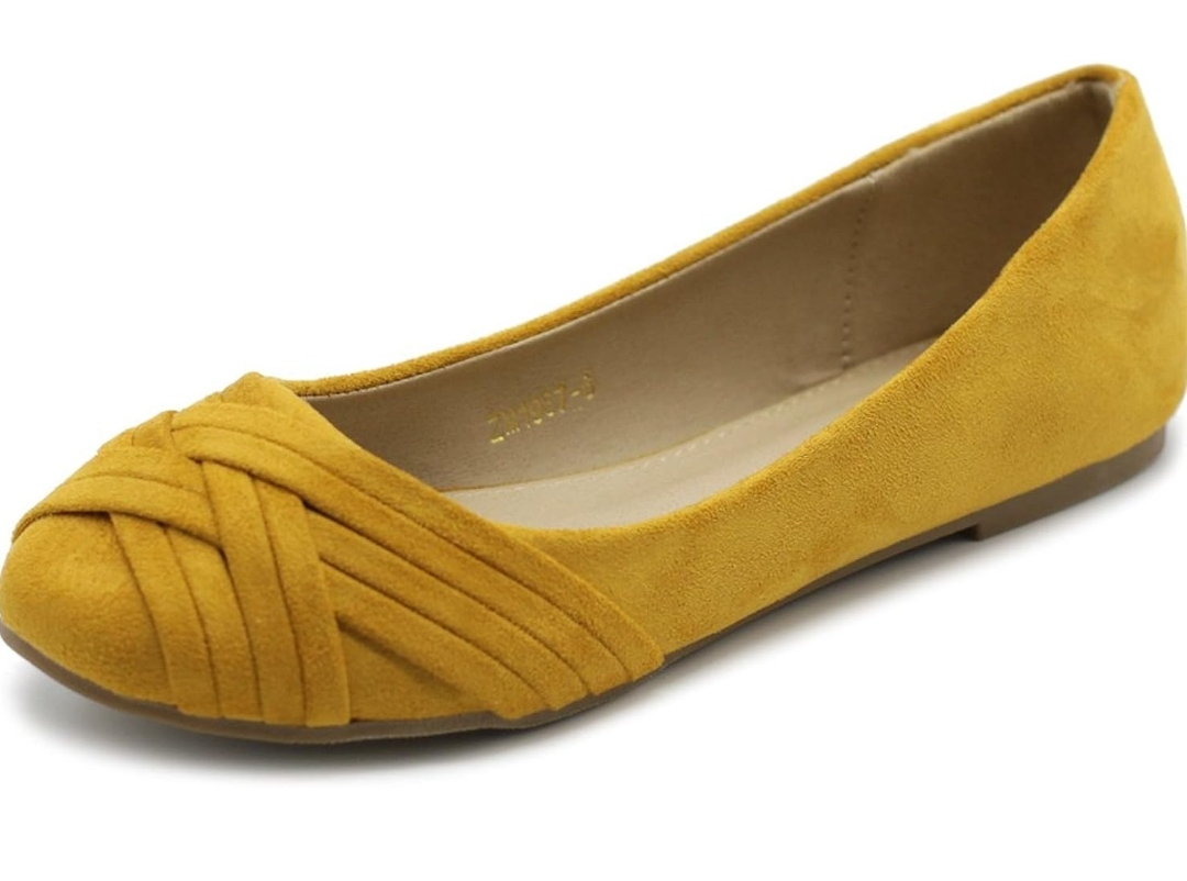 Ollio Womens Ballet Shoes Cute Casual Comfort Flats, 6 Mustard
