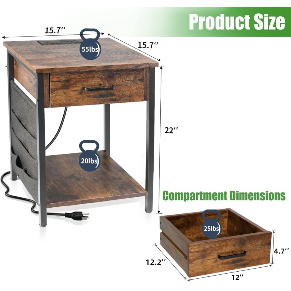 Nightstand with Charging Station and USB Ports image indicator(5)
