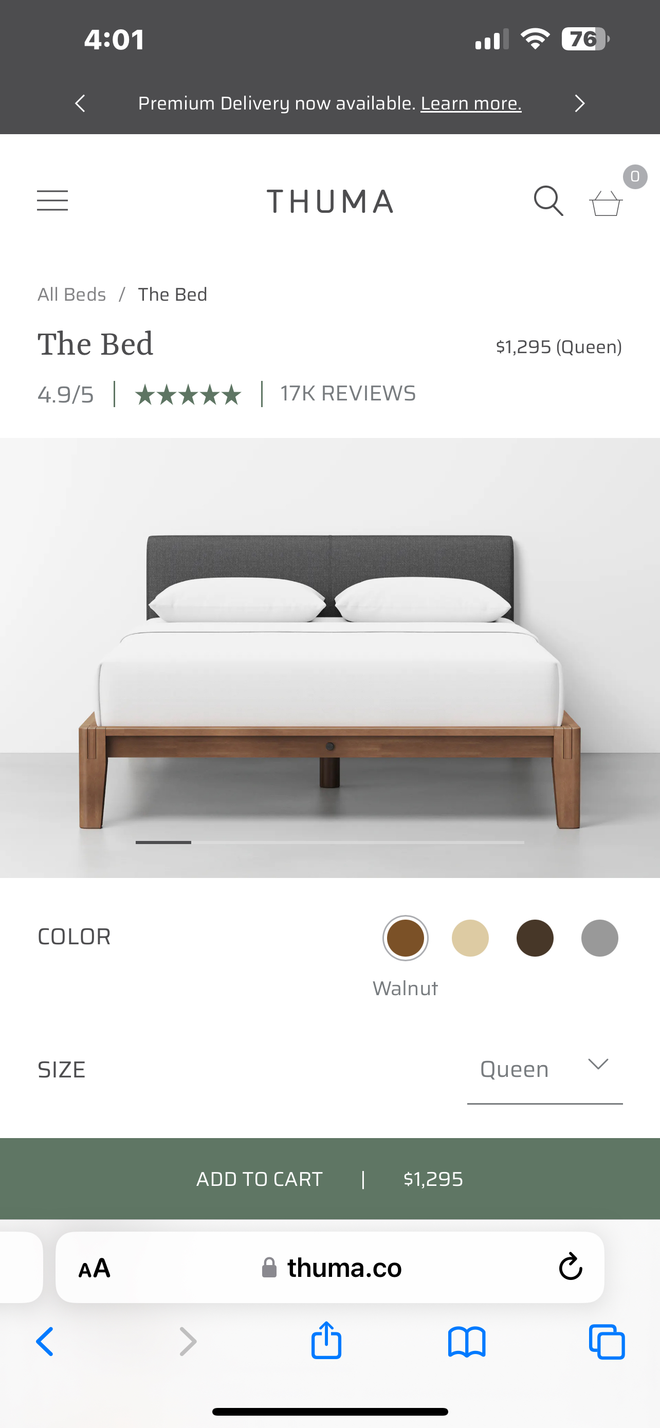 Plank queen mattress +Thuma bed frame & headboard - photo 3