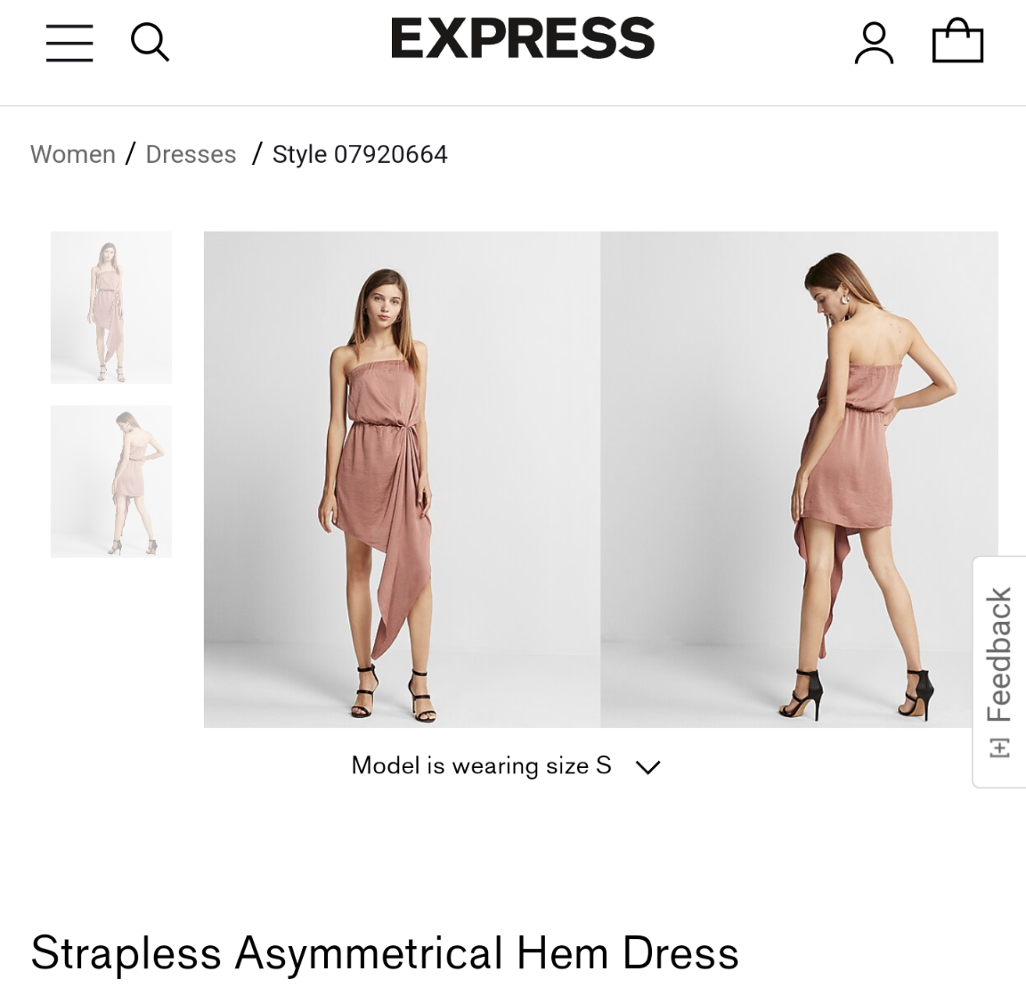 Express - Strapless Asymmetrical Hem Black Dress image indicator(2)