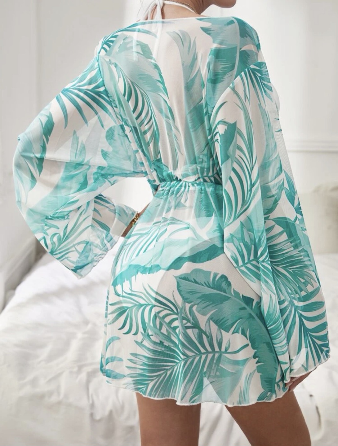 Tropical print kimono cover up image indicator(4)