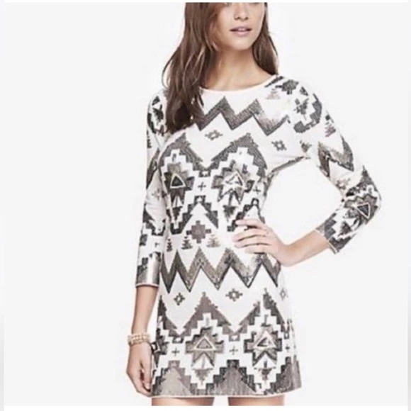 EXPRESS Gold Sequins Mini Elegant Formal Dress XS image indicator(3)