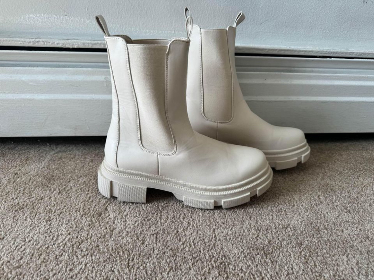 Leather White Tall Boots 40EU - Waterproof
