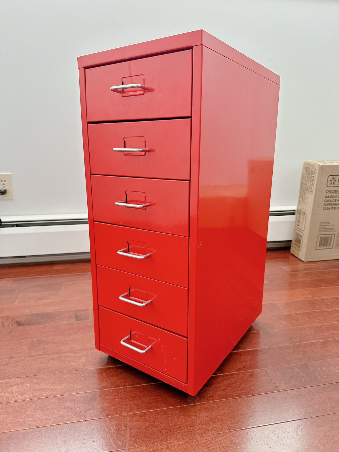 IKEA HELMER Red Filing Cabinet on Casters thumbnail