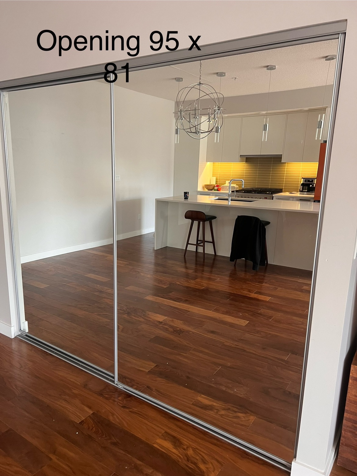 Mirrored sliding closet doors