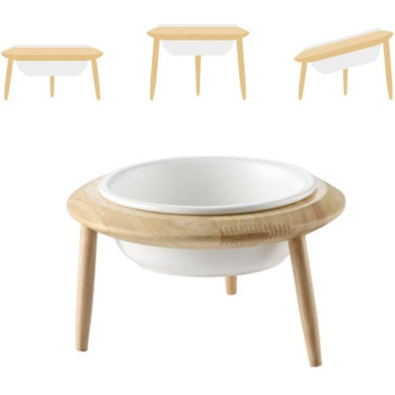 Ceramic Adjustable Elevated Raised Pet Bowl with Wood Stand - photo 3