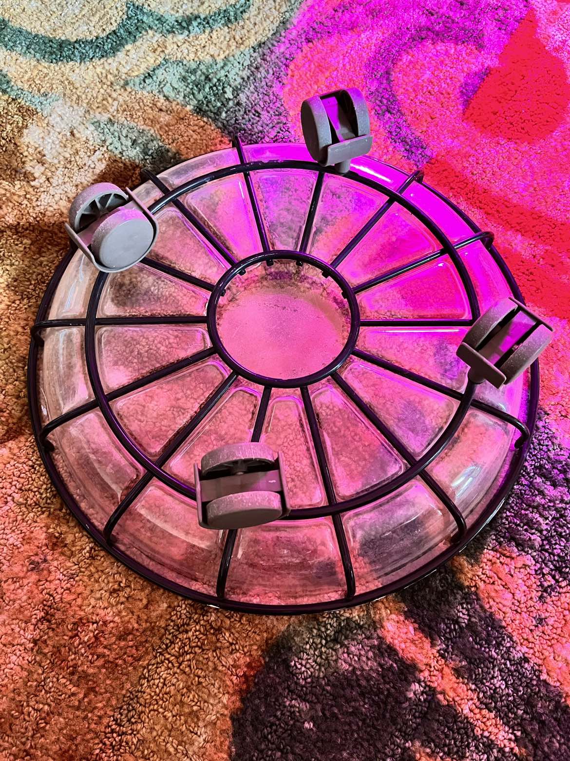 LARGE METAL PLANTER POT DRAINING TRAY ON WHEELS thumbnail
