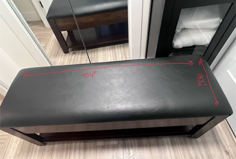 Solid wood faux leather bedroom bench - photo 2