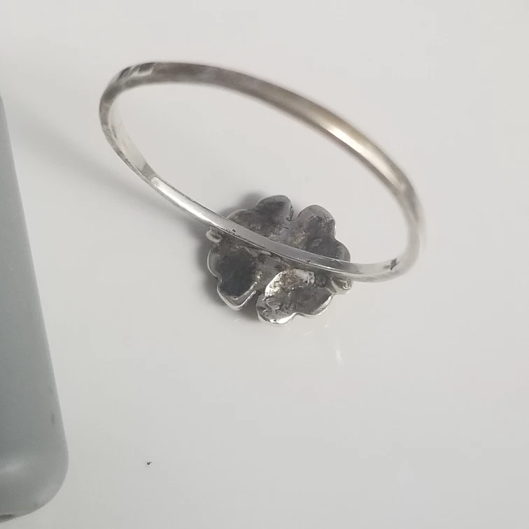 Antique Sterling Silver Flower Marcasite Ring from Portugal image indicator(5)