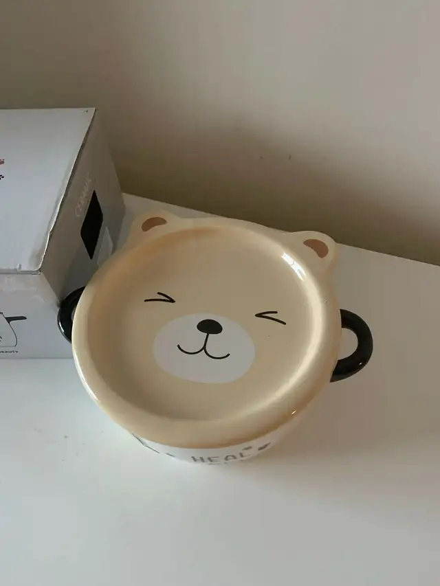 Bear ceramic bowl with lid image indicator(2)