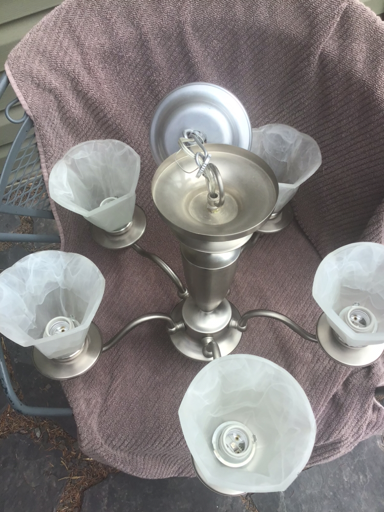 Five bulb brushed metal chandelier - photo 2