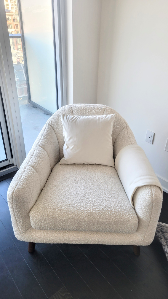 NEW $1,800 2pc White Upholstered Armchair Set image indicator(4)