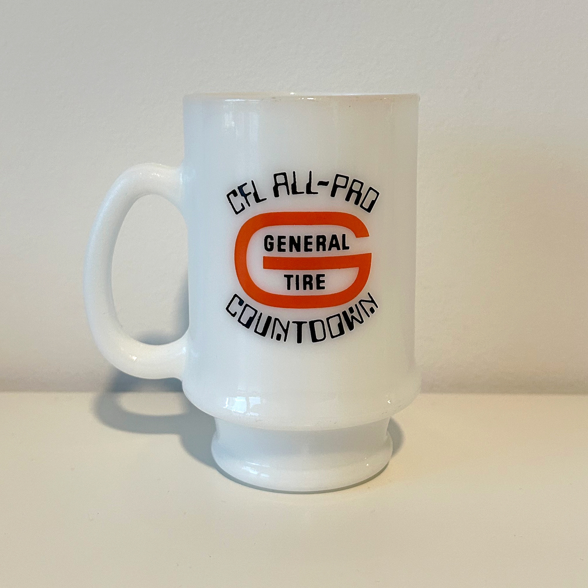 Vintage CFL All-Pro Countdown White Milk Glass Coffee Mug