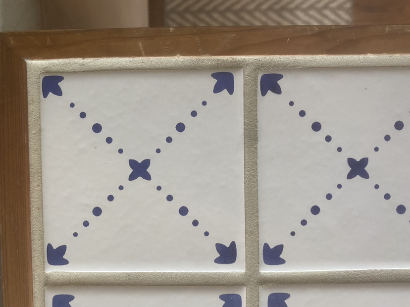 White & Blue Tile Side Table - photo 4