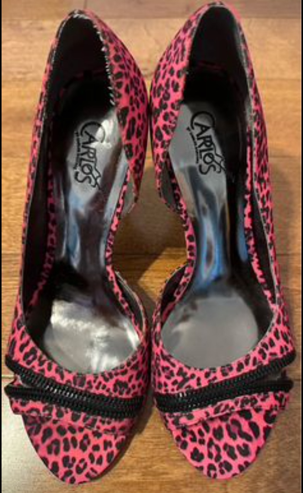 CARLOS SANTANA Shoes High Heels Size 6 M Pink Leopard Satin.