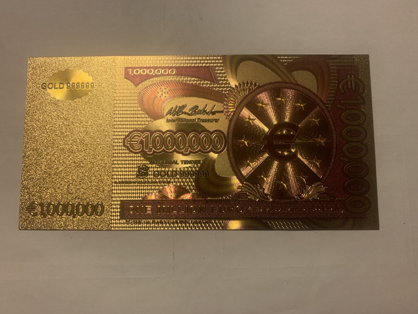 24k Gold One Million Euro Bill (Not Legal Tender, but real gold)