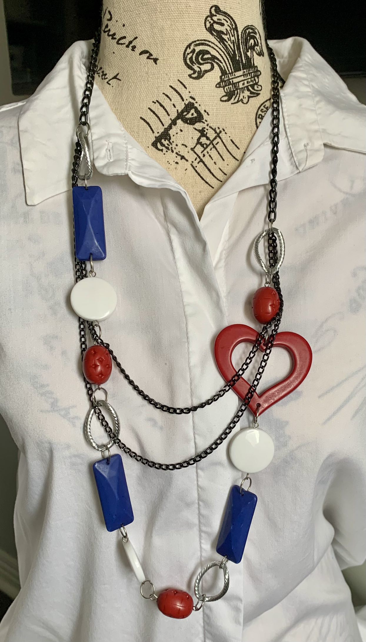 Necklace - red, blue, white #freecycle thumbnail