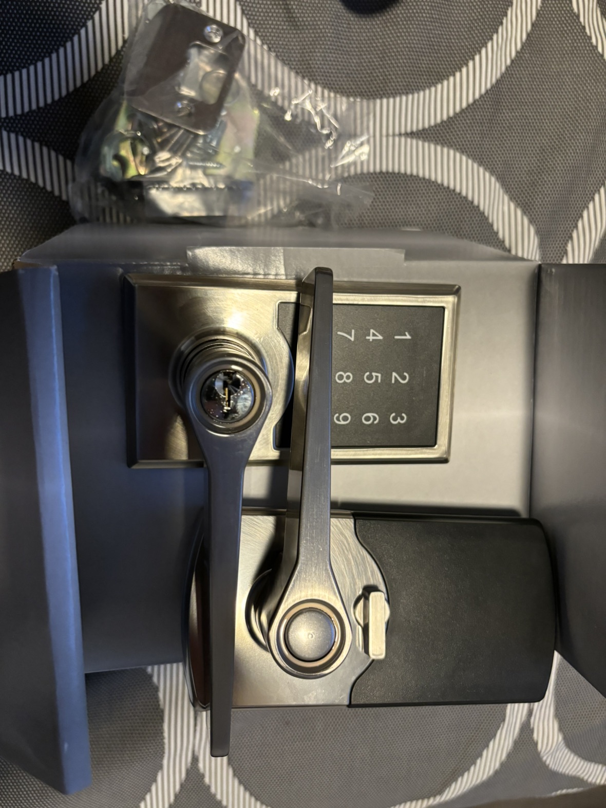 Electronic touchpad door lever lock image indicator(3)