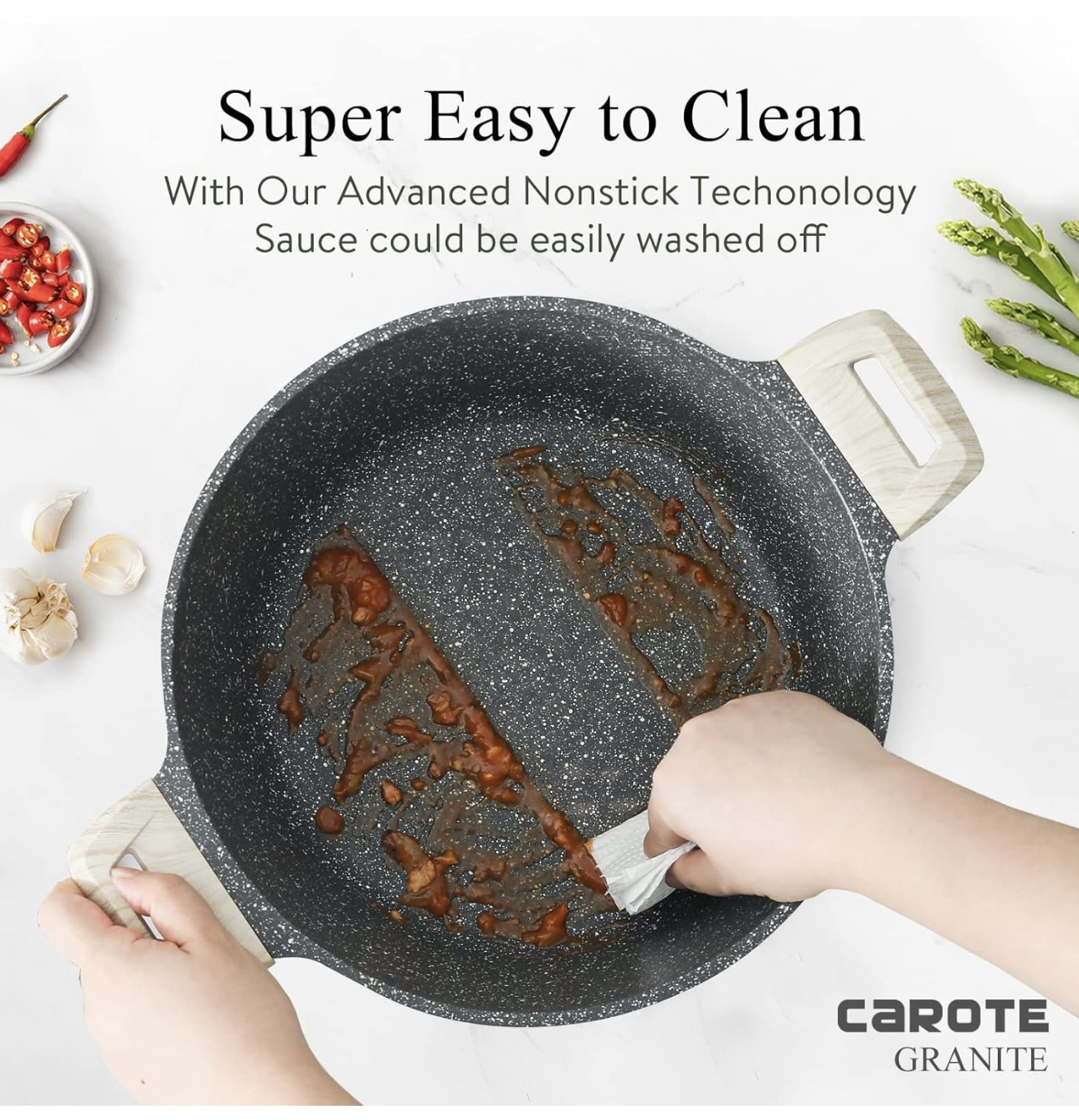 CAROTE Granite Non Stick Induction Casserole, Stew sauce Pot thumbnail