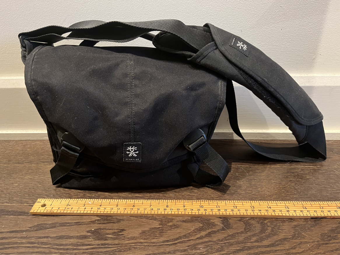 Black Crumpler camera bag
