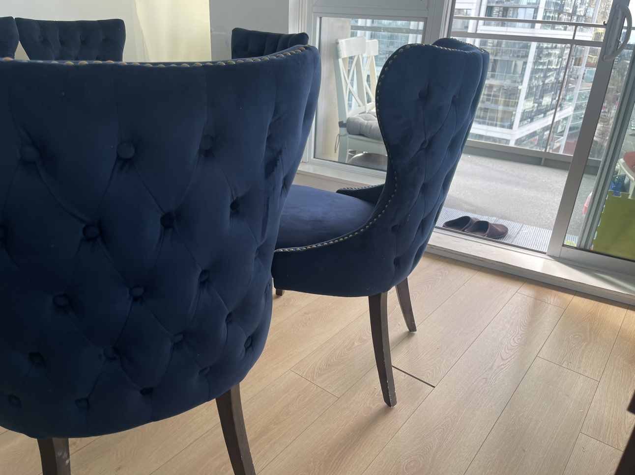 2 accent designed blue dining chairs used like new - photo 4