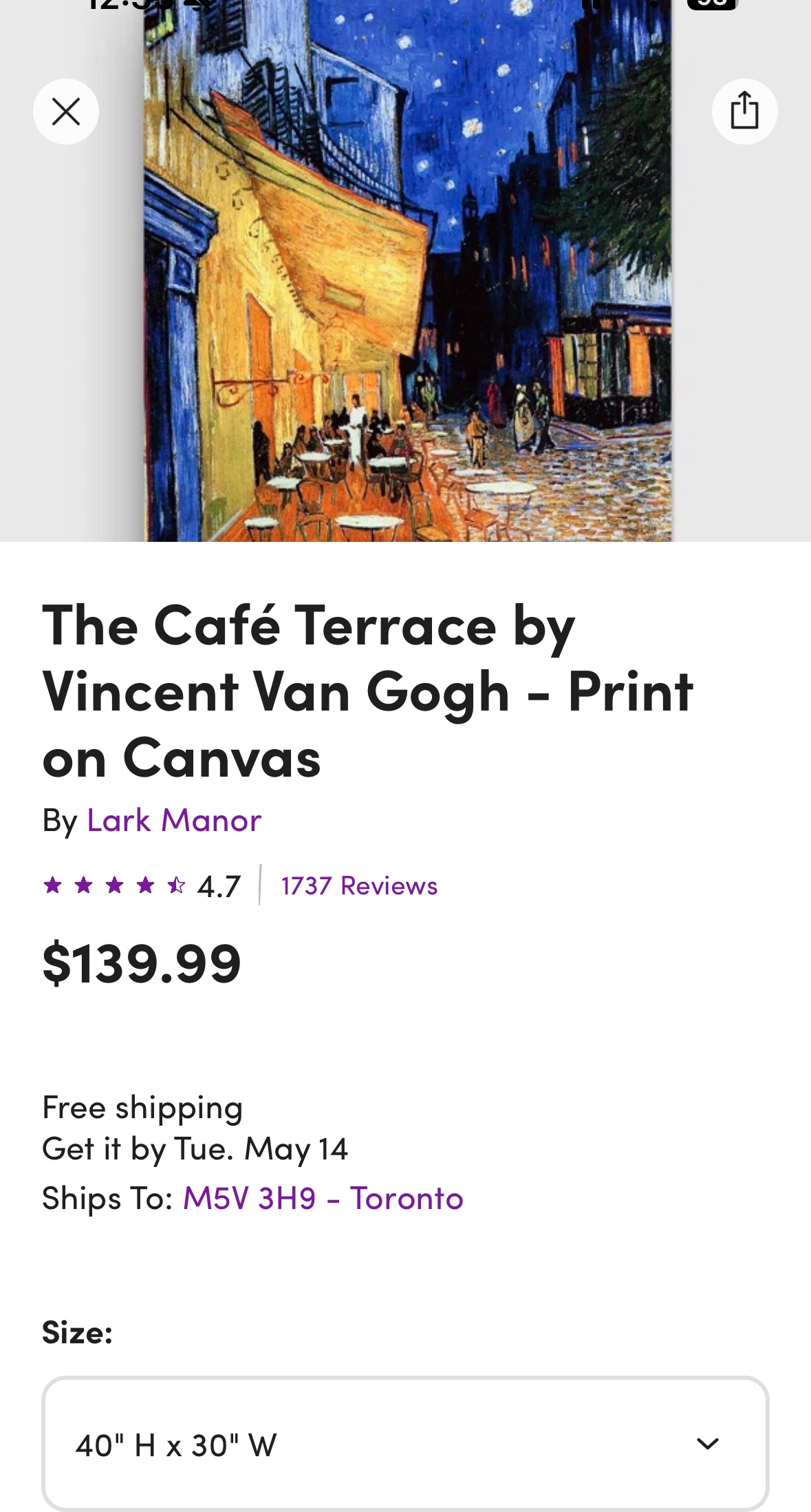 Van Gogh Canvas on Print