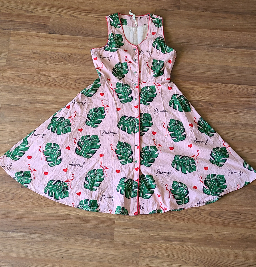 RARE Anthropologie flamingo button down dress XS - photo 2