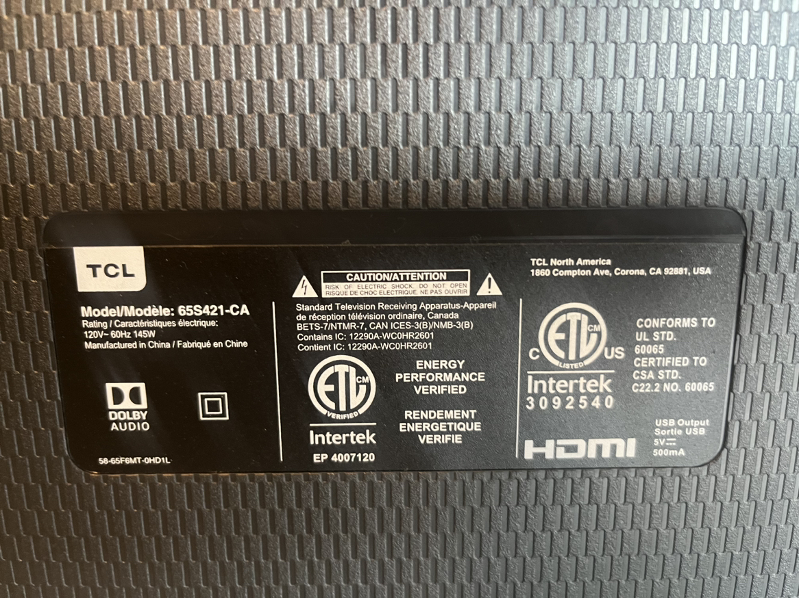 65” TCL Smart LED (Display not working) - photo 2