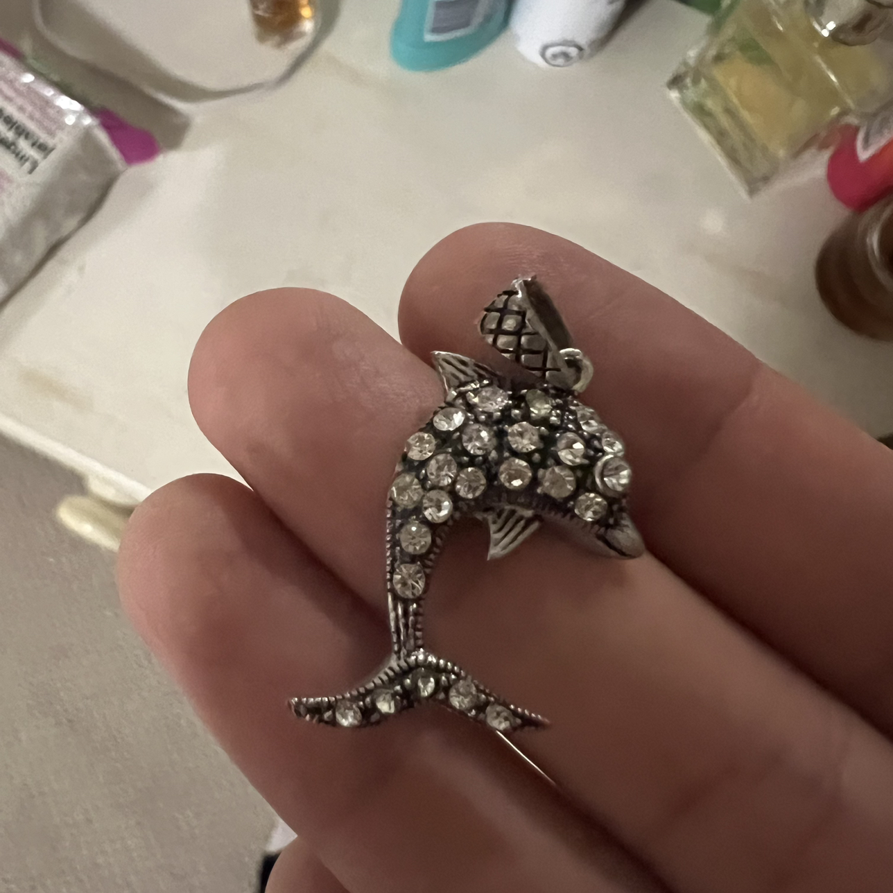 Sterling silver dolphin shape pendant - photo 2