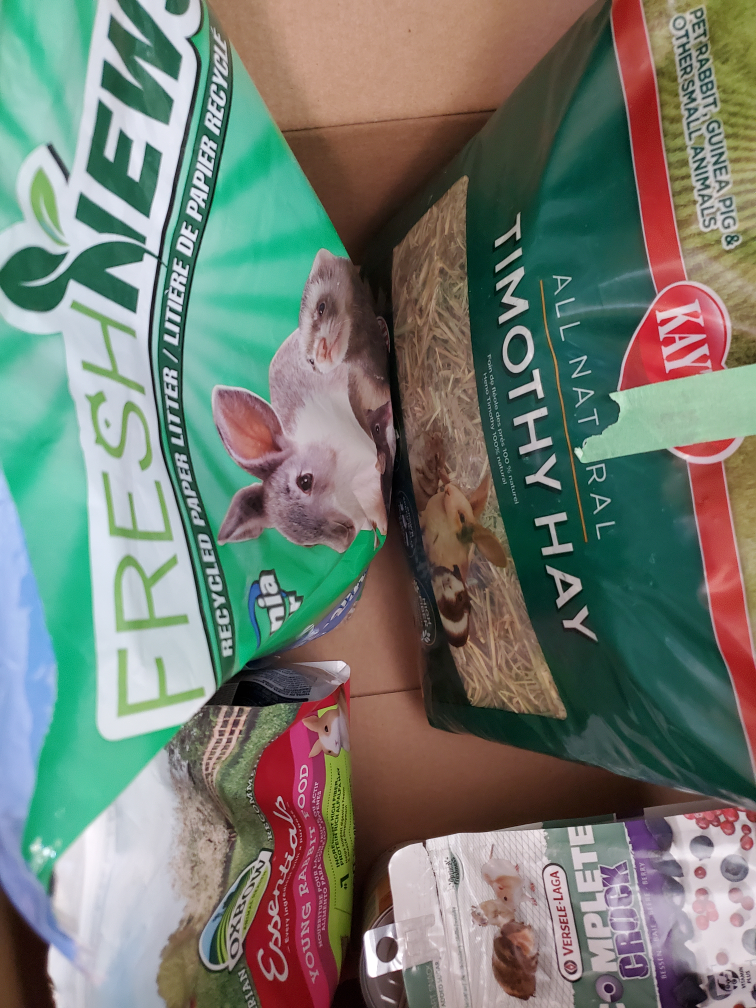 rabbit hay and food and litter free