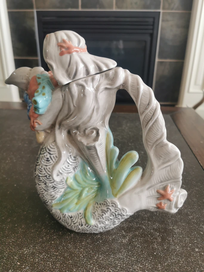 Large blue sky goldminc mermaid teapot - photo 2