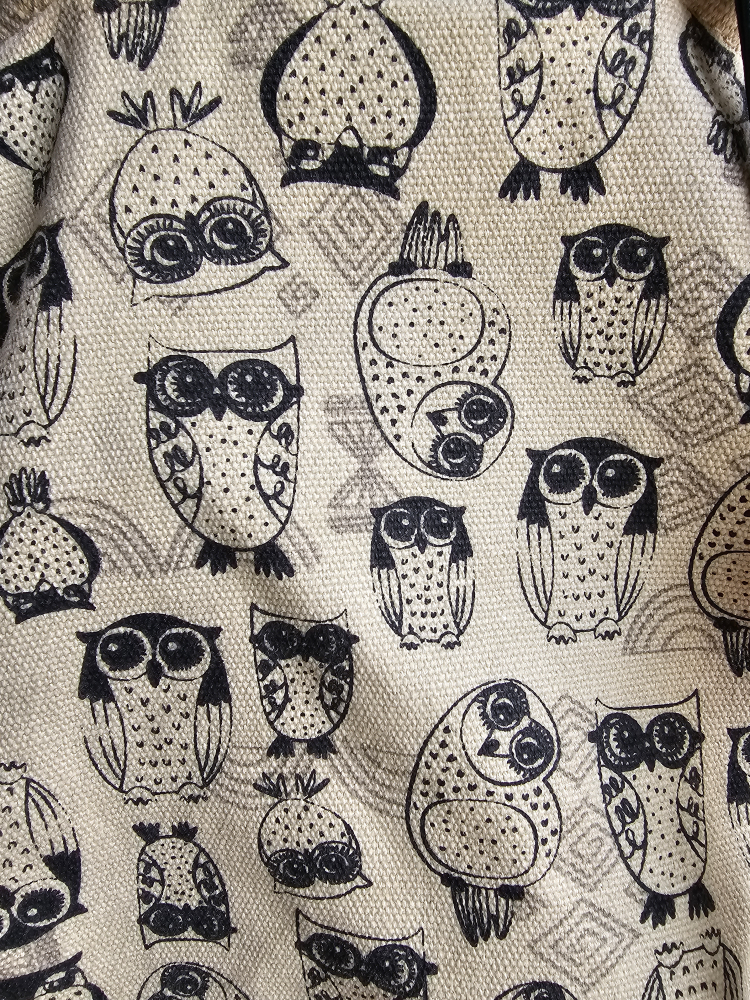 Cute Cream and Brown Owl Canvas Backpack image indicator(2)