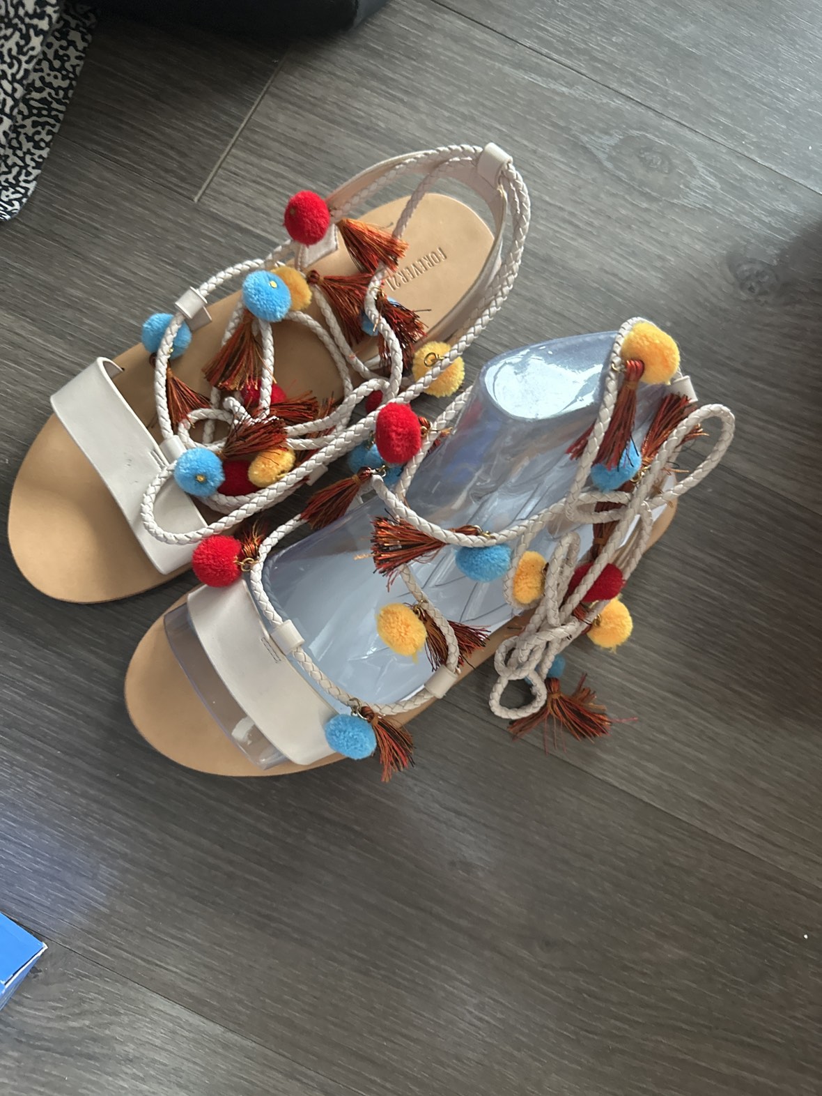 Pom Pom Sandals| US size 8 thumbnail