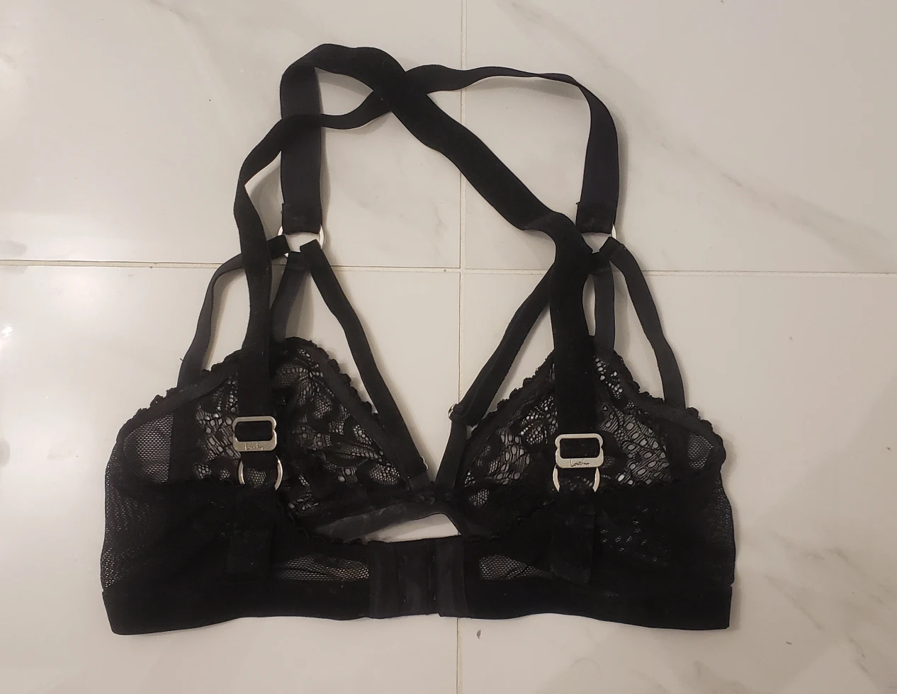 ⭐LONELY Lingerie Strappy Black Velvet Bra Top - photo 2