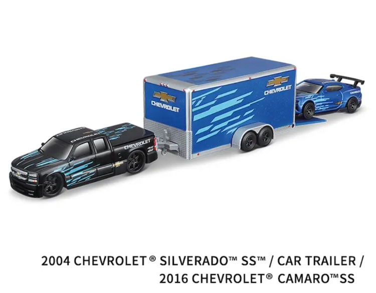 TG Maisto 1:64 Metal Toy Car Silverado Pickup Trailer & Camaro image indicator(3)