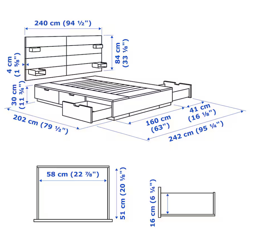 Queen Size Bed “Nordli” with Headpart and Mattress - photo 5