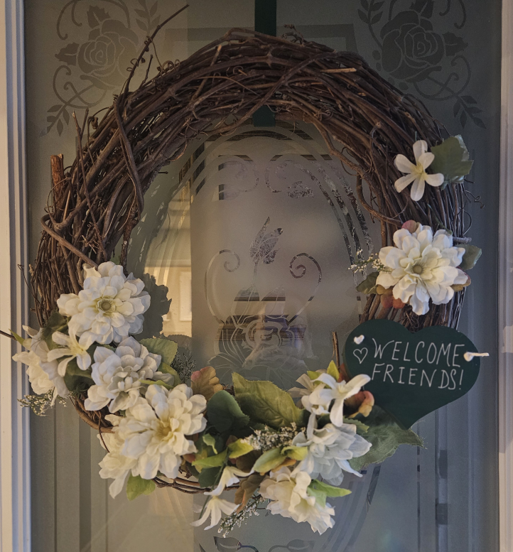Rustic welcome friends wreath