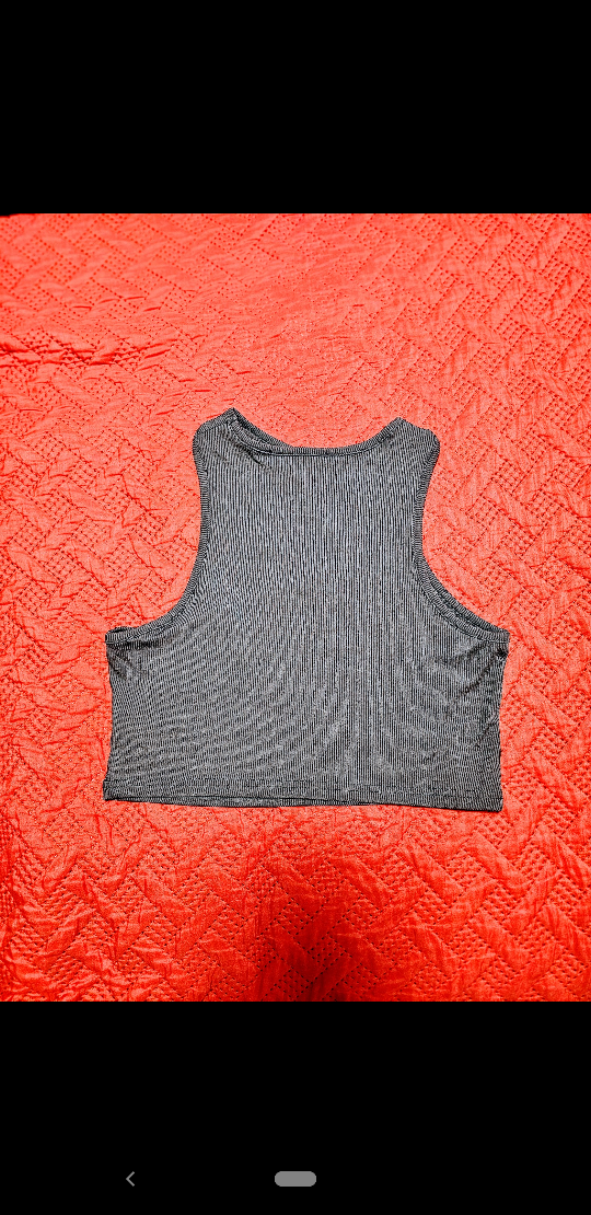 Asymmetrical neck ribbed racer back crop top image indicator(2)