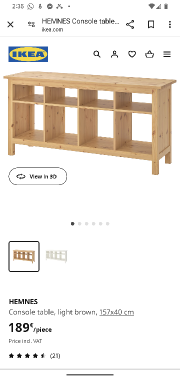 Ikea Hemnes console table; discontinued pretty dark brown colour image indicator(2)