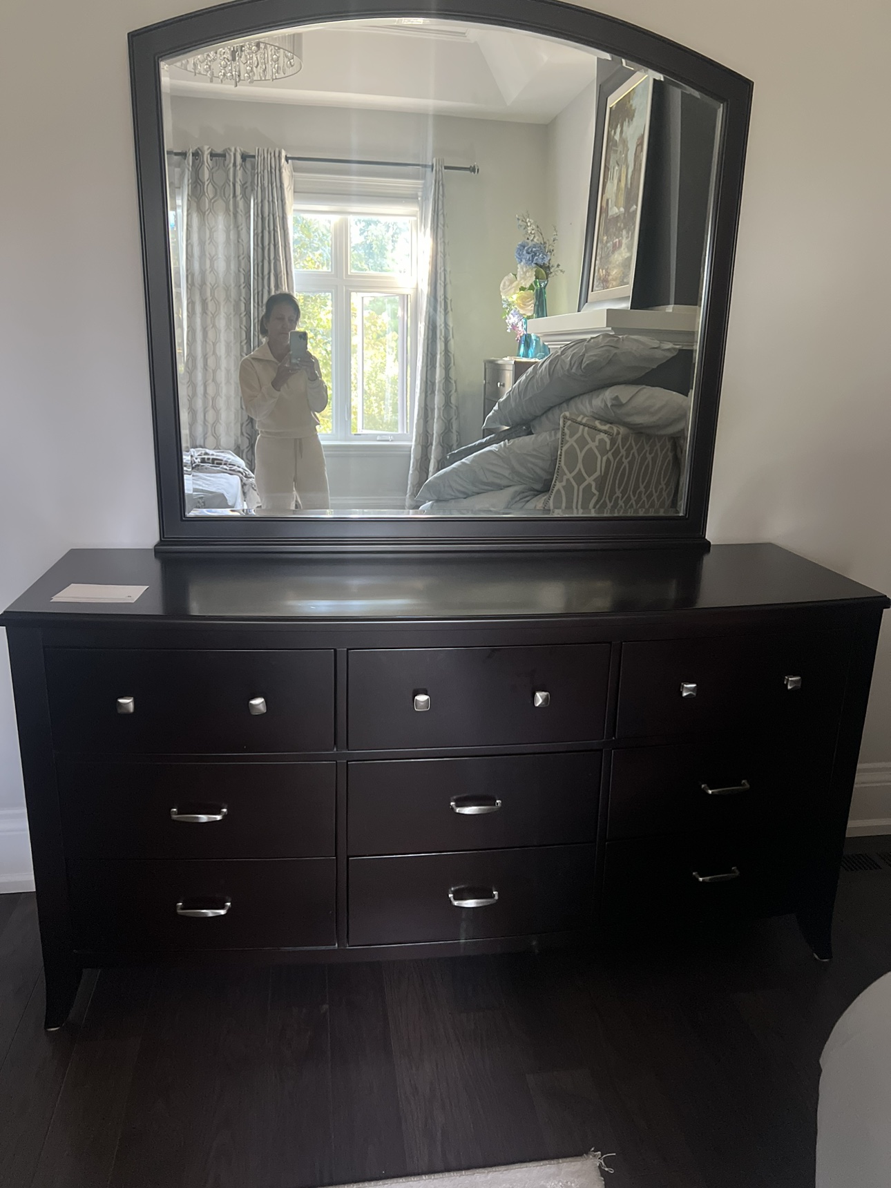 Italian wood dresser with mirror thumbnail