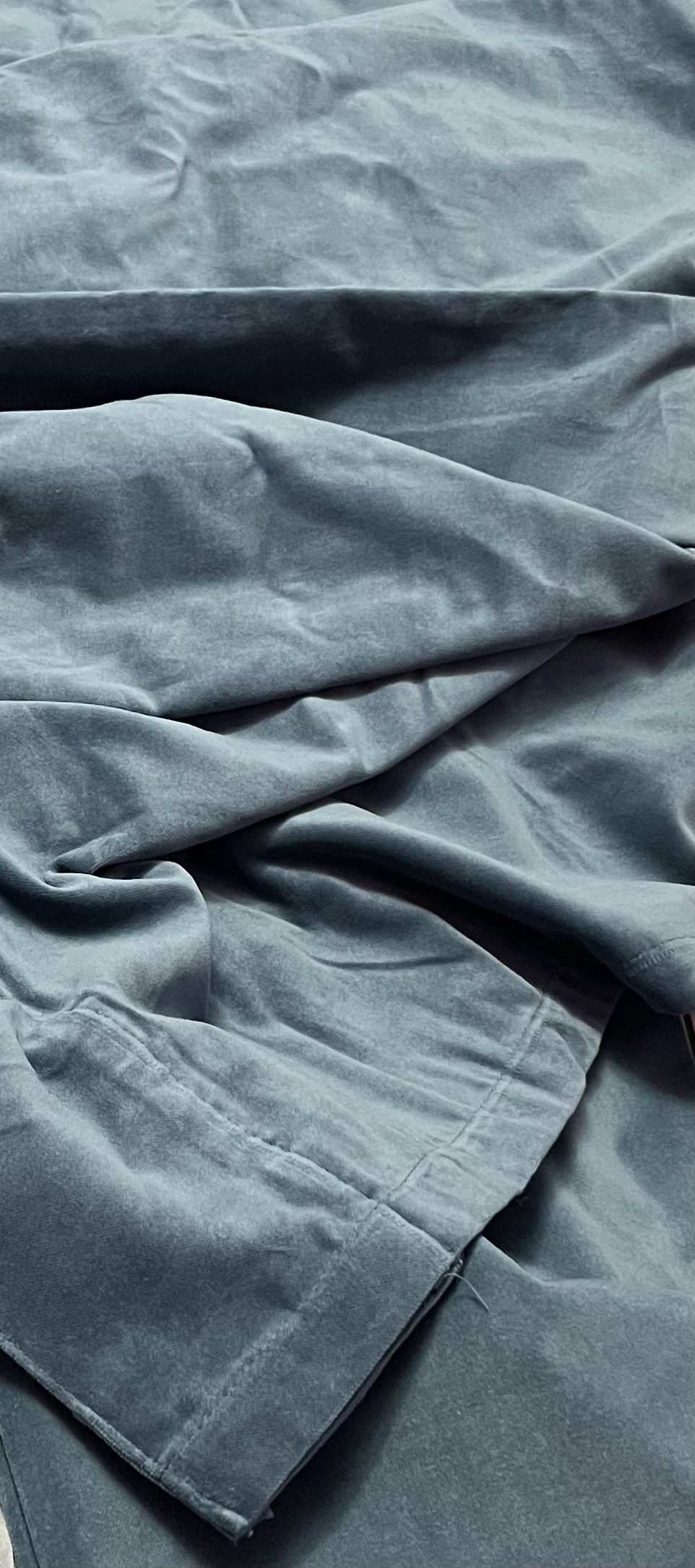 Blue-green soft velvet blackout curtain 50”x82”