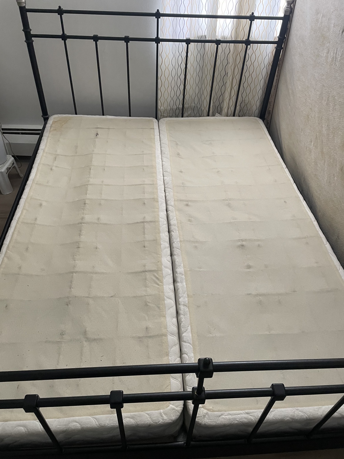 Queen bed frame metal with wooden slats thumbnail