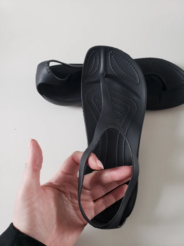 black Crocs brand sandals image indicator(3)