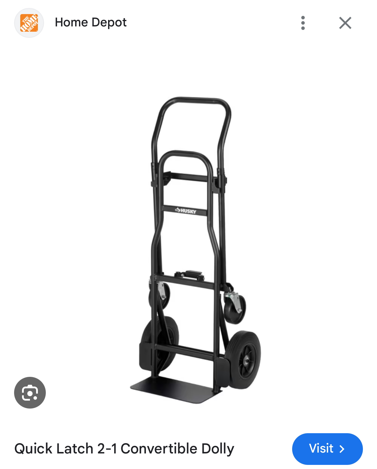 Husky Quick Latch 2-1 Convertible Dolly / Hand truck