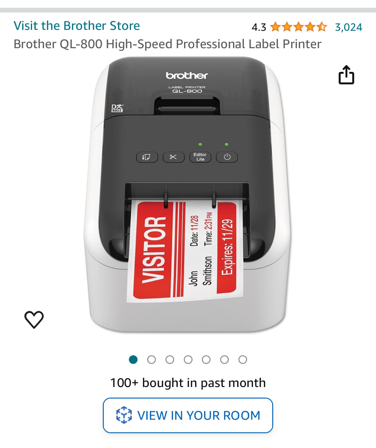 Brother QL-800 High Speed Label Printer